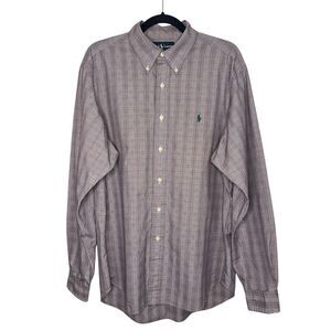 Polo Ralph Lauren Men’s Large 16 1/2 Classic Fit Button Down Shirt Purple Plaid